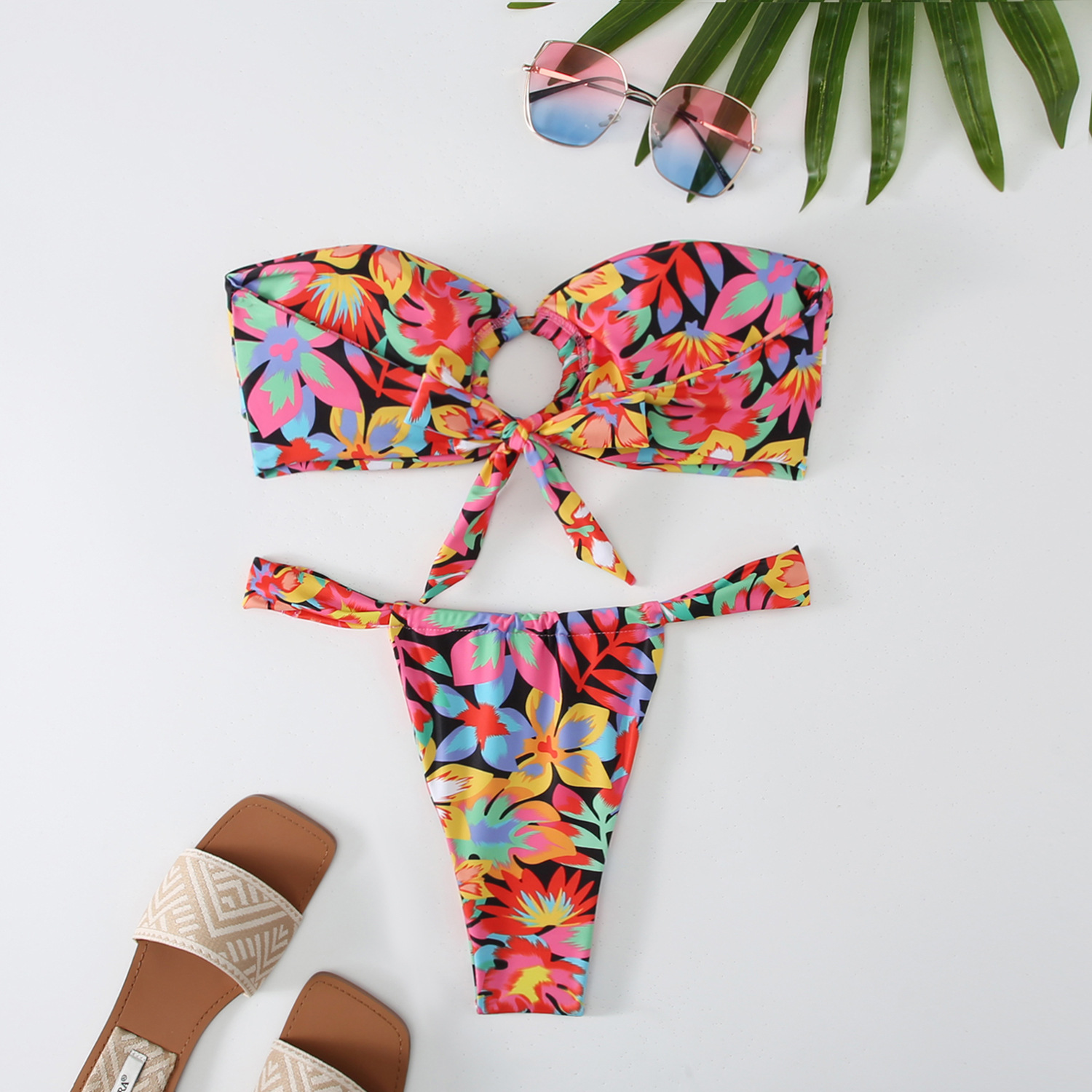 Women's Printed Tube Top Ring Bikini Swimsuit - Image 21
