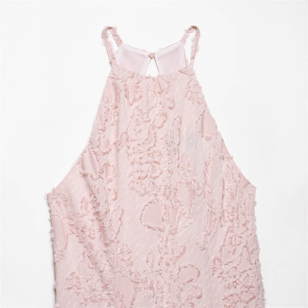 European And American Style Fashion Simple Texture Hanging Collar Dress