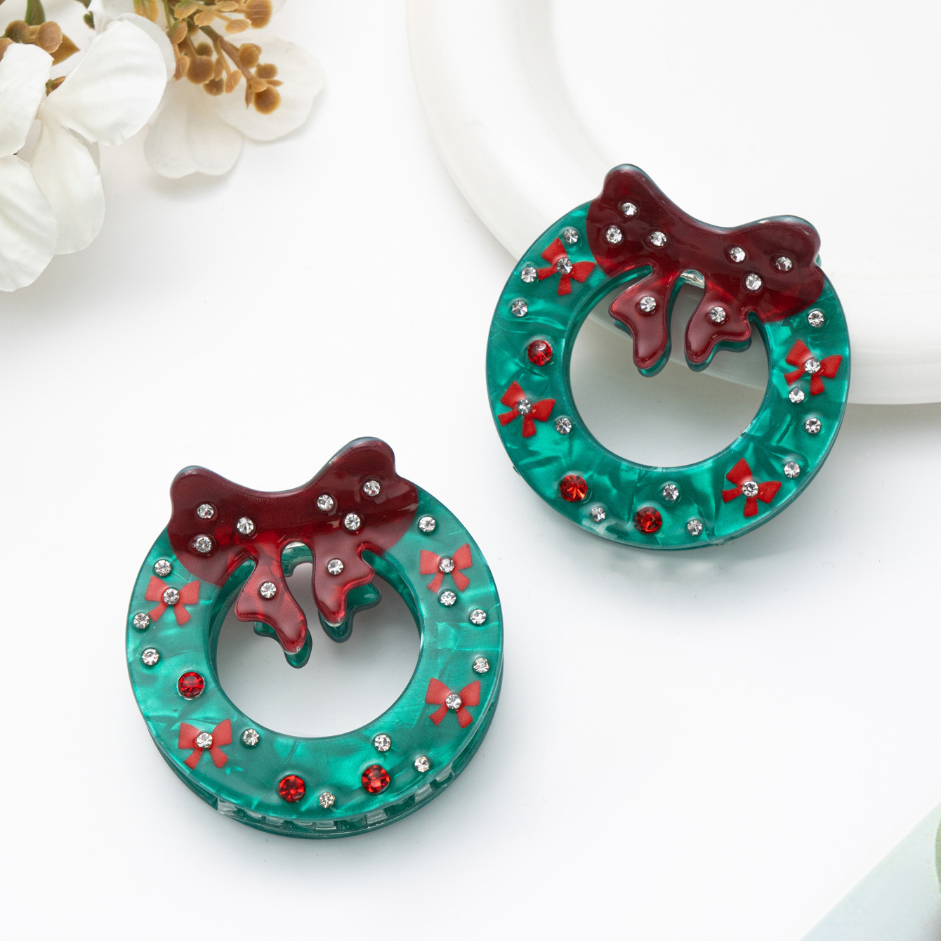 Christmas Series Diamond Studded Cartoon Christmas Wreath Headband