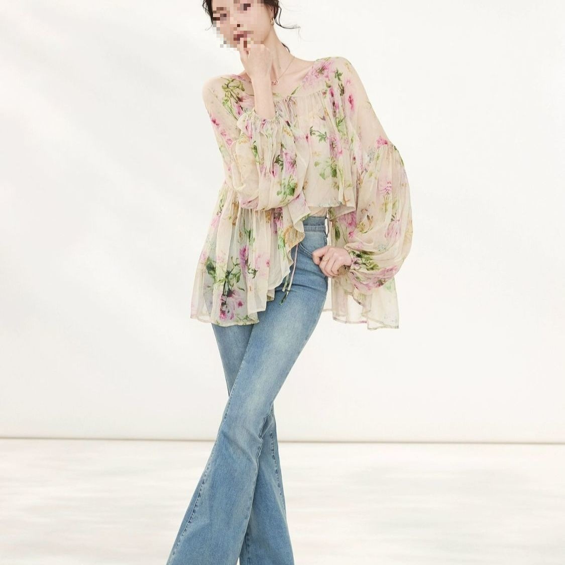 Lightweight Luxe French-Style Printed Sun-Protective Shirt