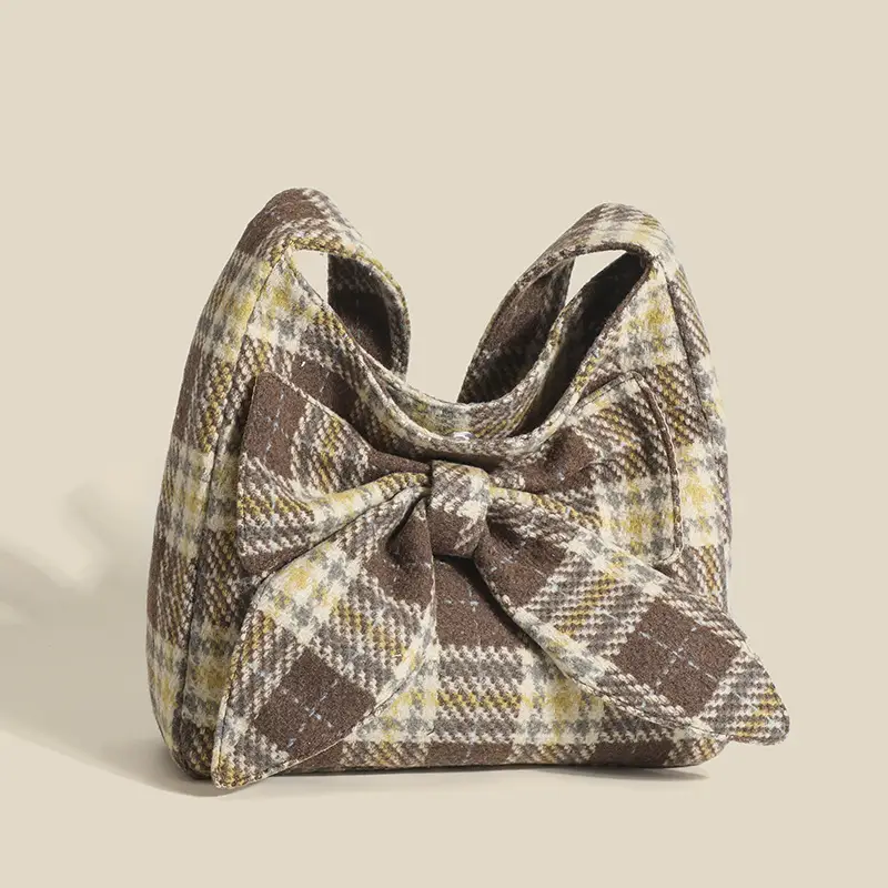 Plaid One-shoulder Simple Underarm All-match Commute Tote Bag