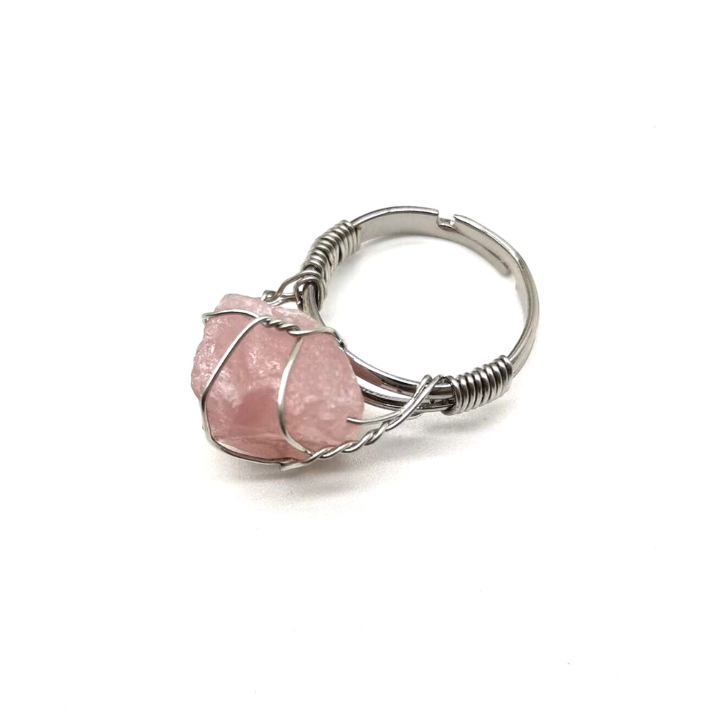 Personality Handmade Winding Rough Stone Agate Ring Female Adjustable