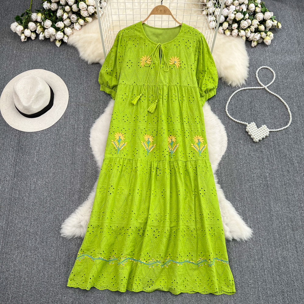 Embroidered Puff-Sleeve Midi Dress, picture 12 of 12