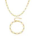 Women's Stainless Steel White Rhinestone Hollow Oval Bracelet view 3