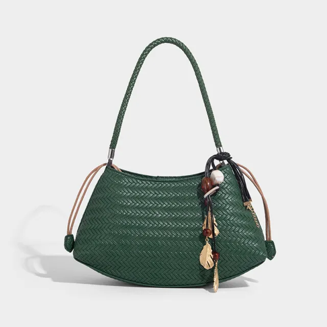 Knitted Underarm Bag Commuter Versatile Shoulder Handbag Green - Shop at LoveMi
