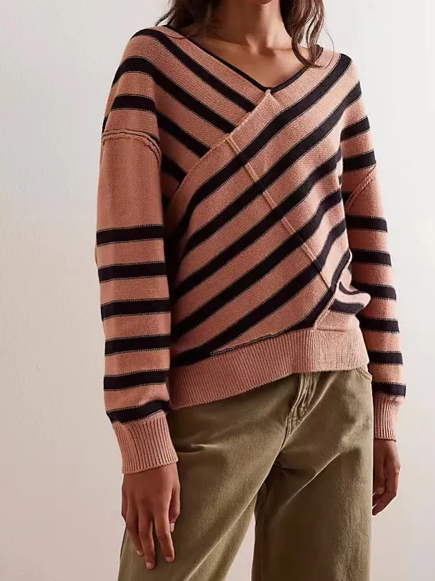 New Off shoulder Loose Off shoulder Top Long Sleeve Sweater Caramel - Shop at LoveMi