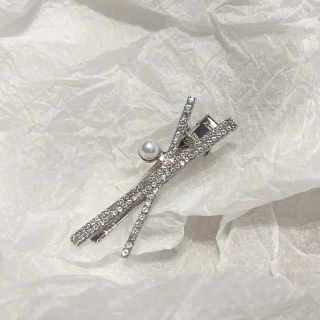 Fashion Silver Cross X shaped Rhinestone Barrettes Women Ld524 Silver - Shop at LoveMi