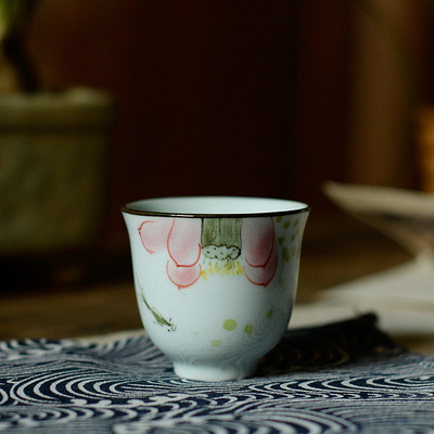 Ceramic Household Hand-painted White Glass Wine Cup