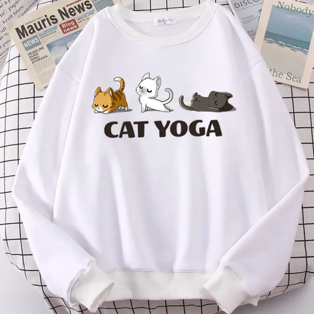 Women's Fashion Yoga Printed Sweater White - Shop at LoveMi