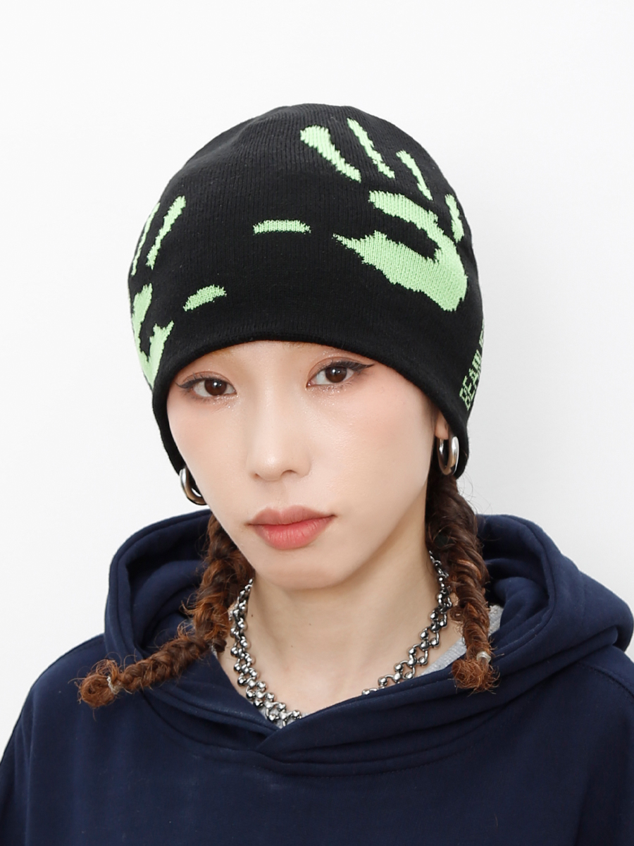 Autumn And Winter Green Palm Earflaps Woolen Hat