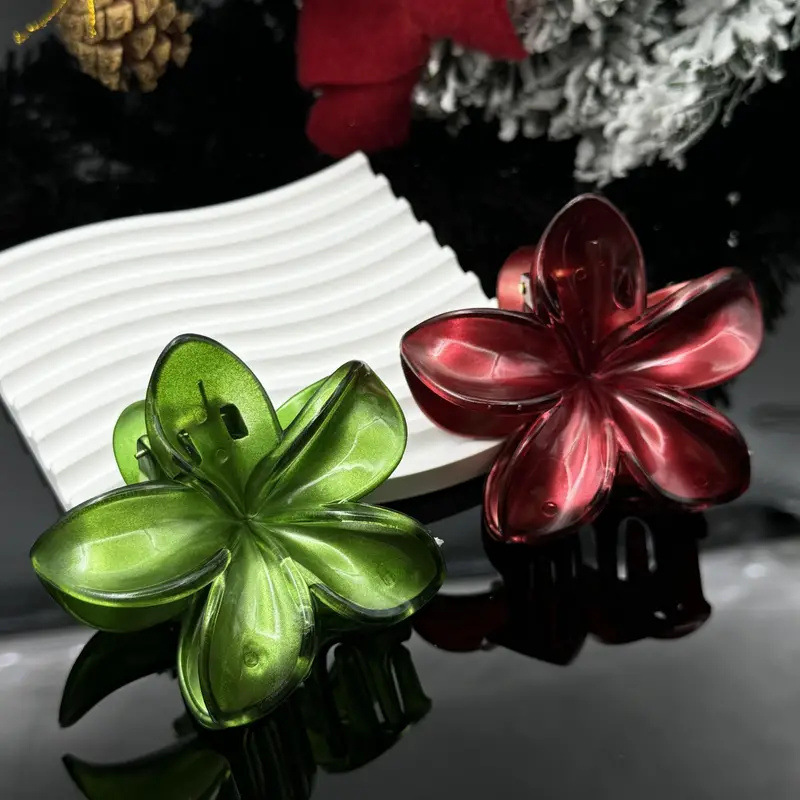 Title 1, Christmas Barrettes Plumeria Rubra Grip Loose Clip