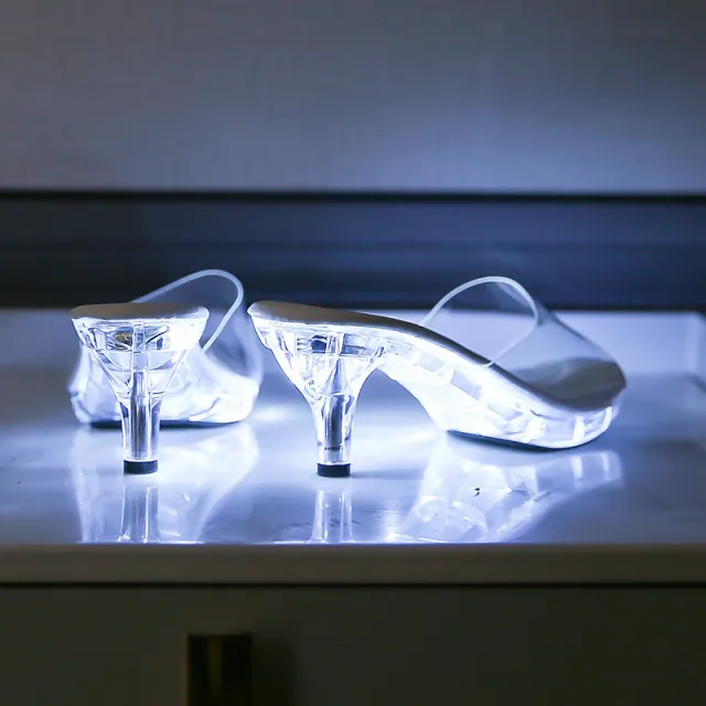 Stiletto Transparent Crystal Car Model Luminous High Heel Platform Shoes Slippers Transparent - Shop at LoveMi