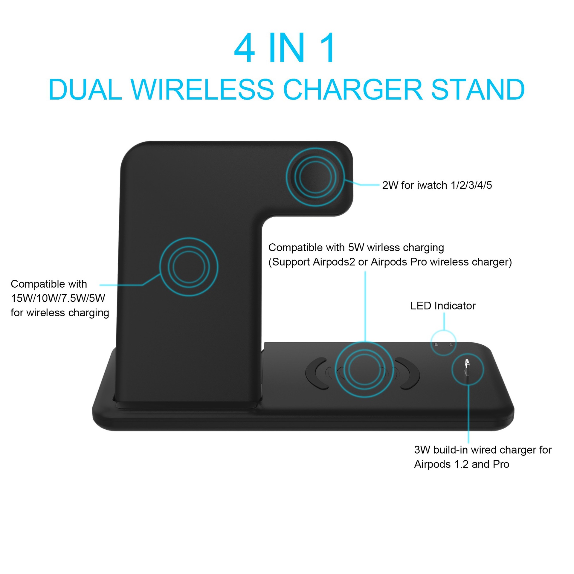 Title 1, Universal Four-in-One Wireless Charging Stand C...