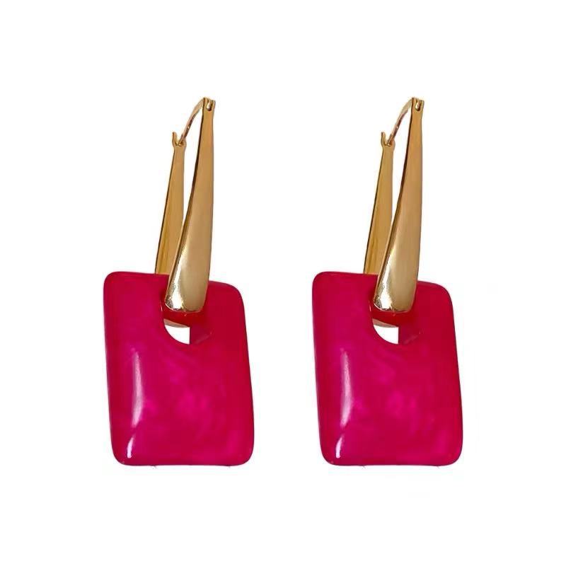 Square Geometric Handbag Pendant Earrings