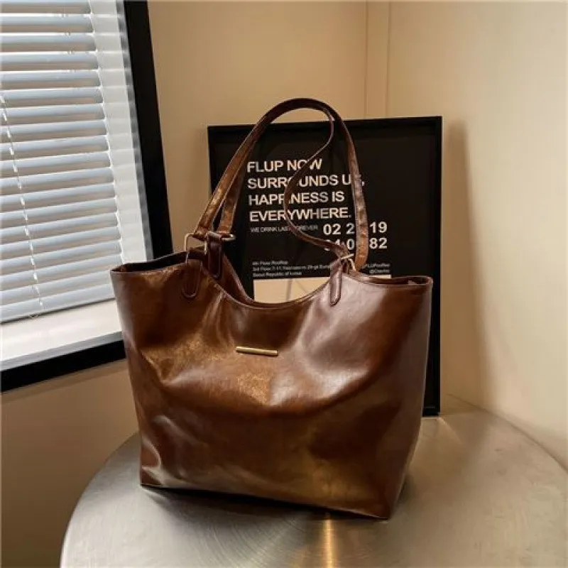 Fashionable Large-capacity One-shoulder Underarm Bag Advanced Sentong Qintut - Coffee