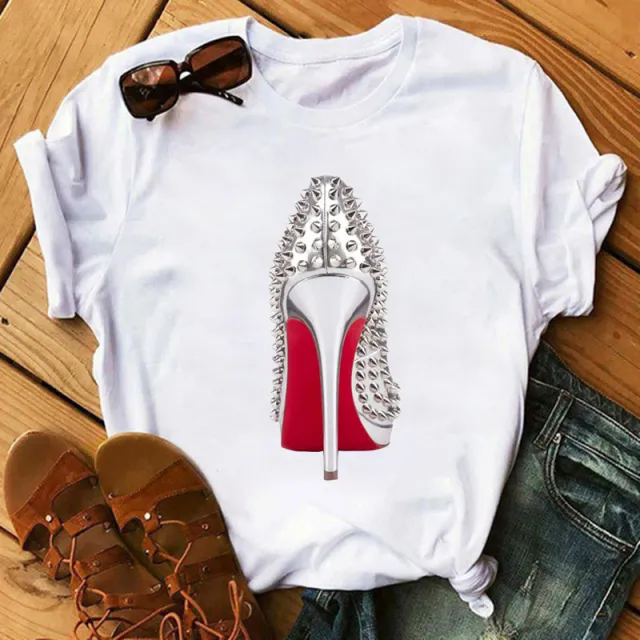 Women's High Heels Pattern Cute Loose Top T shirt 5344 - Shop at LoveMi