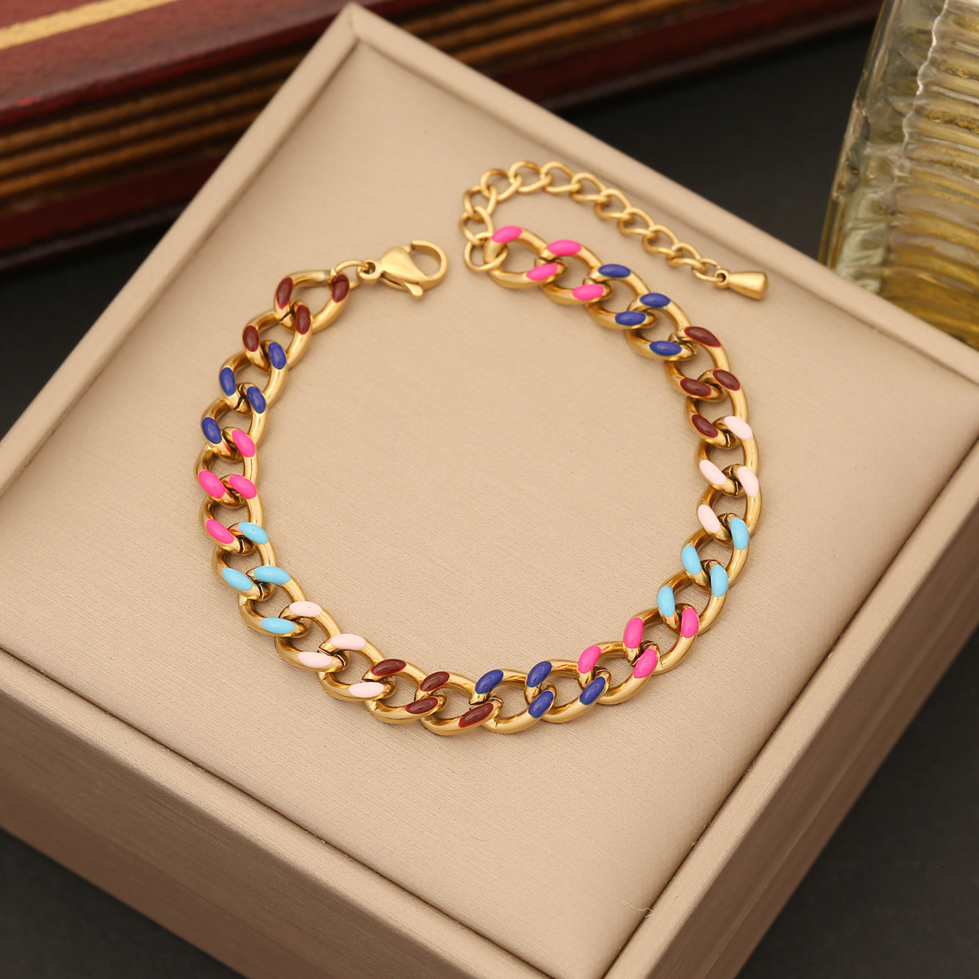 Colorful Oil Necklace Simple Clavicle Chain Fashion Stainless Steel Necklace