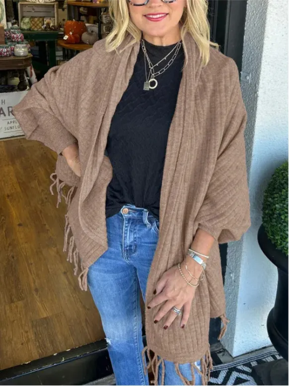 Fashionable Knitted Tassel Inverness Camel - Shop at LoveMi