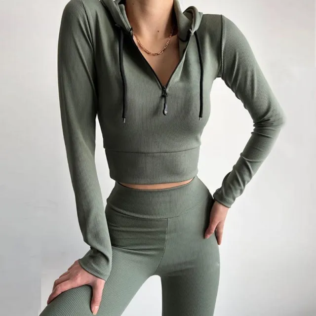Women's Fashionable Knitted Shirt Cap Suit Green - Shop at LoveMi