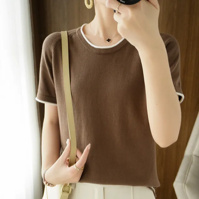 Fashion Solid Color Loose Top For Women Coffee - Shop at LoveMi