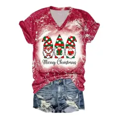 Female Santa Claus 3D Digital Printing Casual Short-sleeved V-neck T-shirt - Ltvl051-L - View 1