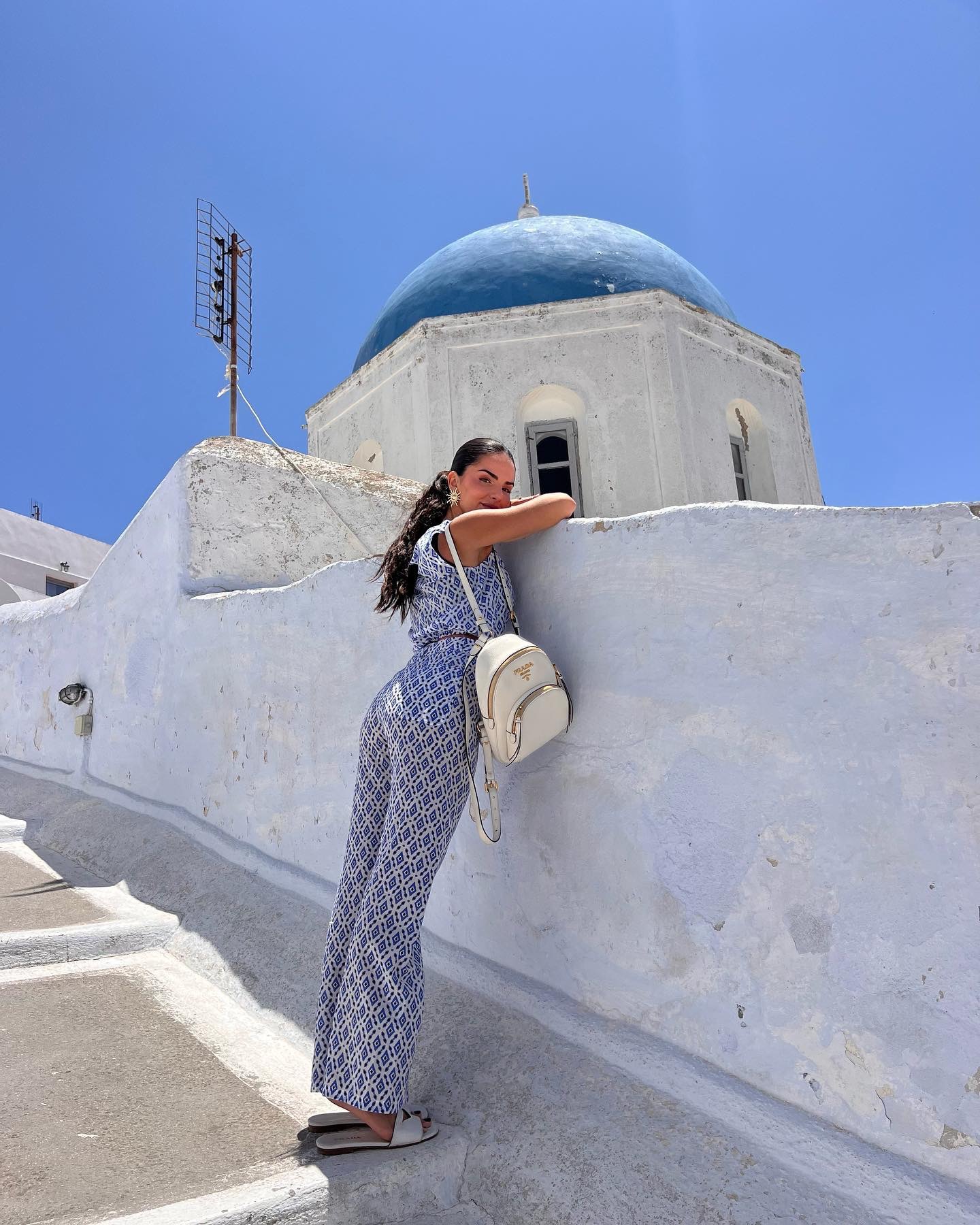 Women's Fashion Graceful Bow Decorative Printed Top Pants