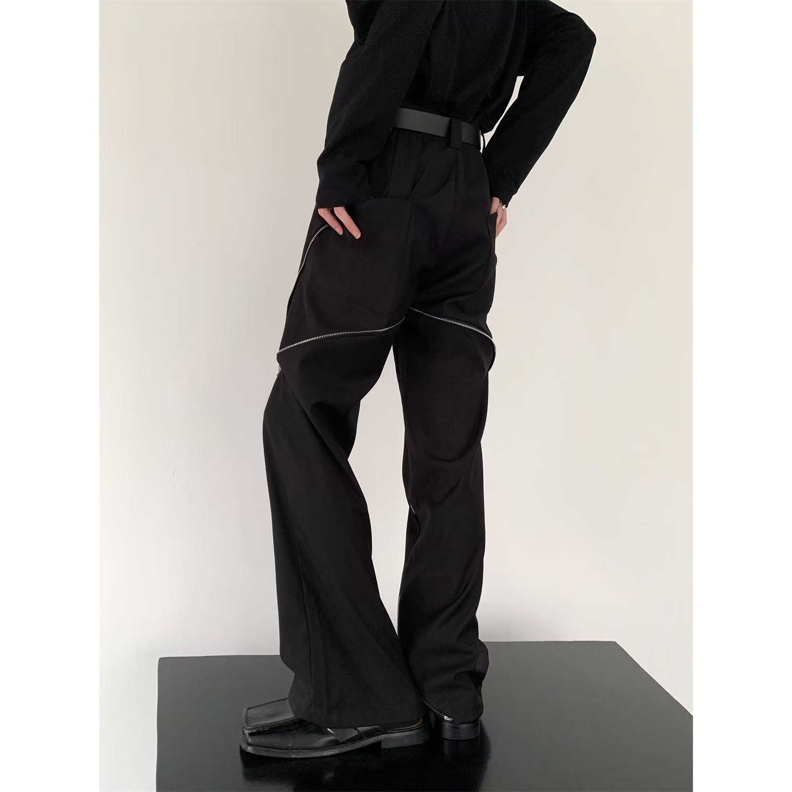 Men's Fashion Zipper Drape Straight Casual Pants