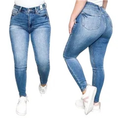 European And American Tight Elastic High Waist Skinny Pants Women's Jeans - Smalt-3Xl - View 1