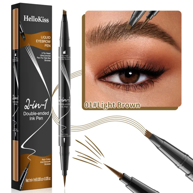 Double headed Liquid Eyebrow Pencil Quick drying Sweat resistant Not Smudge 01 Light Brown - Shop at LoveMi