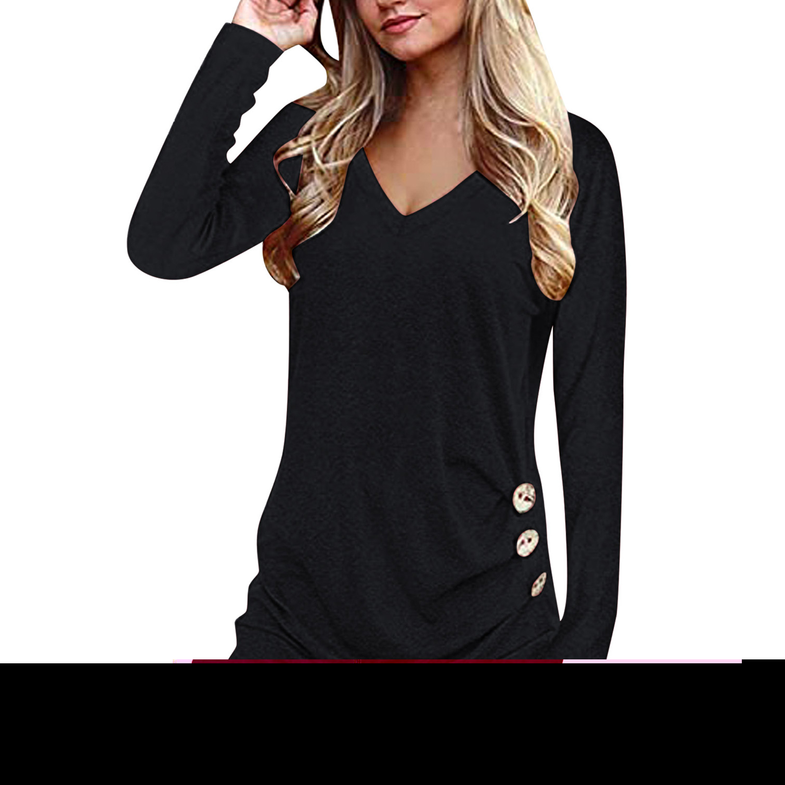 Title 2, V-Neck Solid Color Women