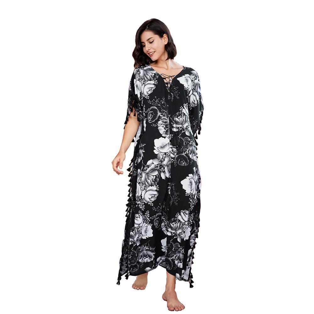 Women's Fashion Home Wear Pajamas Casual Robe Large Swing Casual Dress