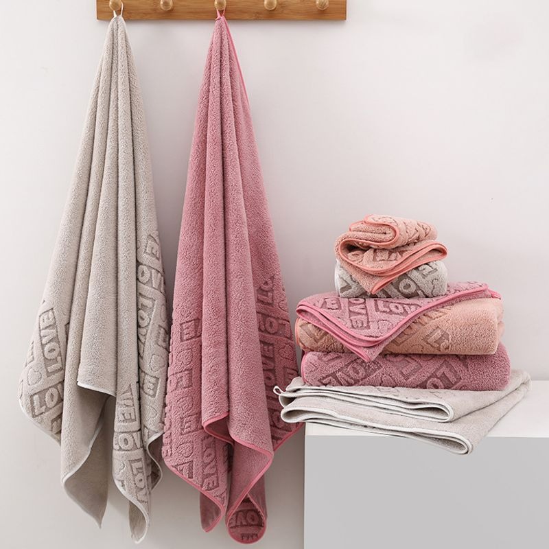 Jacquard Coral Fleece Towel Bath Towel Set Is More Absorbent And Ultra Soft For Drying Hair Than Pure Cotton