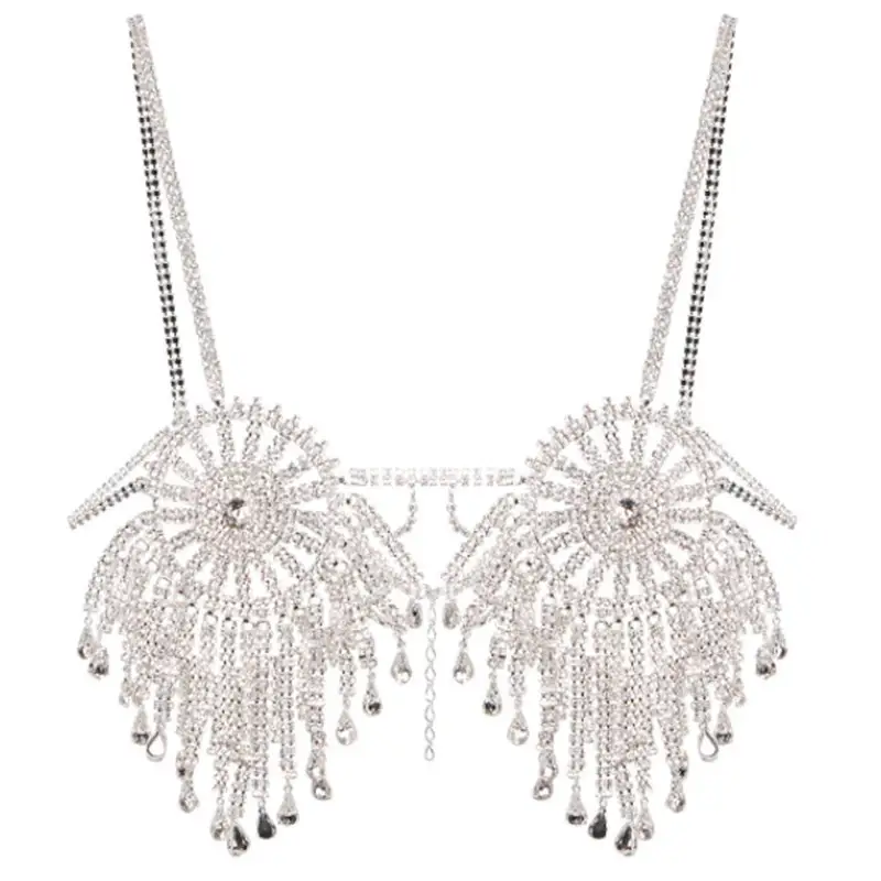 Welding Sexy Nightclub Crystal Shining Diamond Chest Necklace