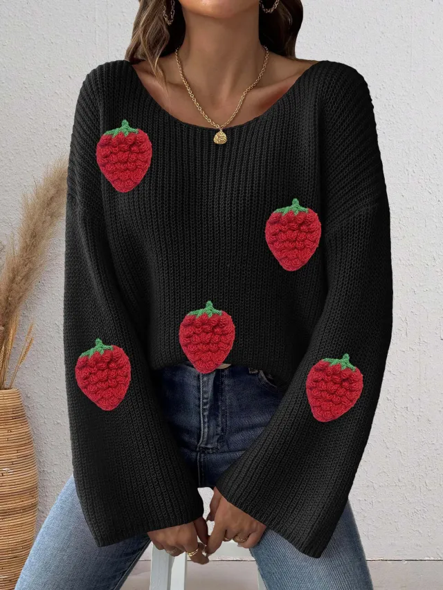 Women's Simple Loose Off Shoulder Off the shoulder Flared Sleeves Sweater Black - Shop at LoveMi