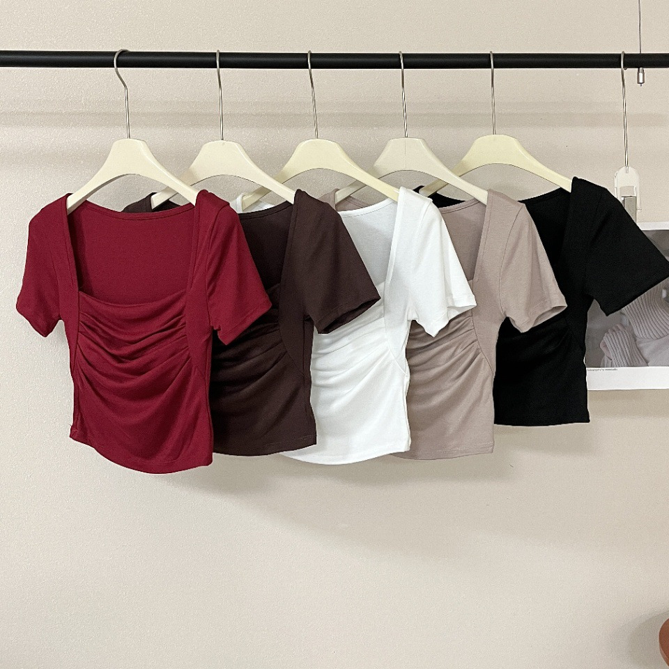 Square-neck Cropped Top With Built-in Padding