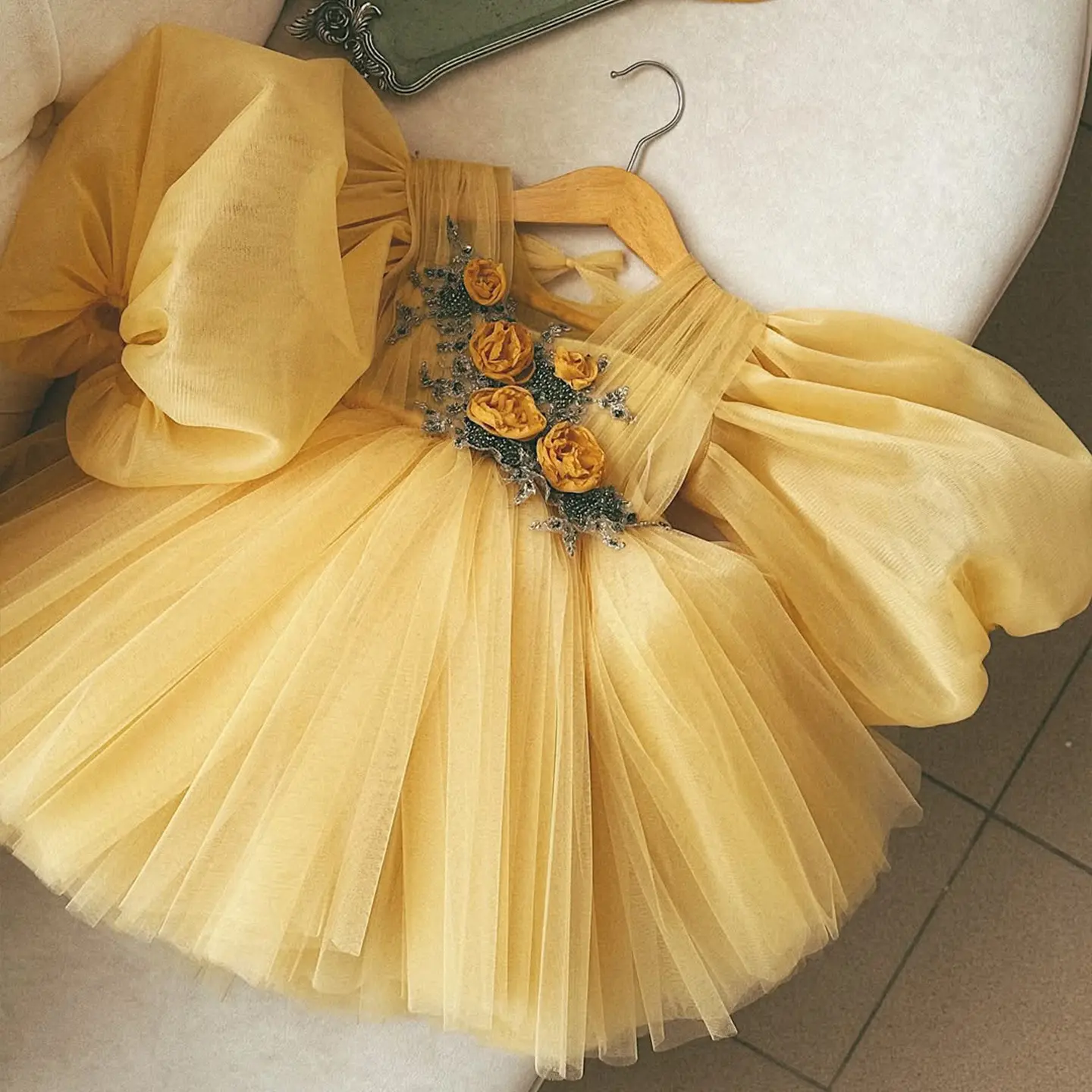 Flower Girl Wedding Dress Puffy Skirt Western-Style