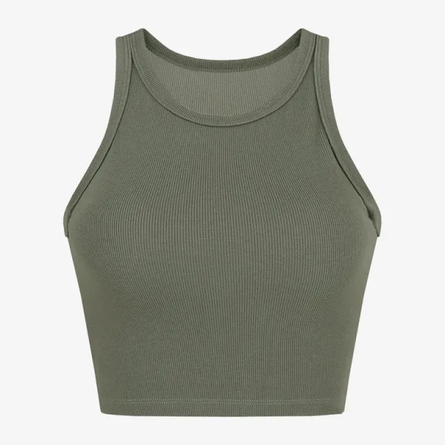 Spring And Summer New Exercise Small Vest Women With Chest Pad Dark Green - Shop at LoveMi