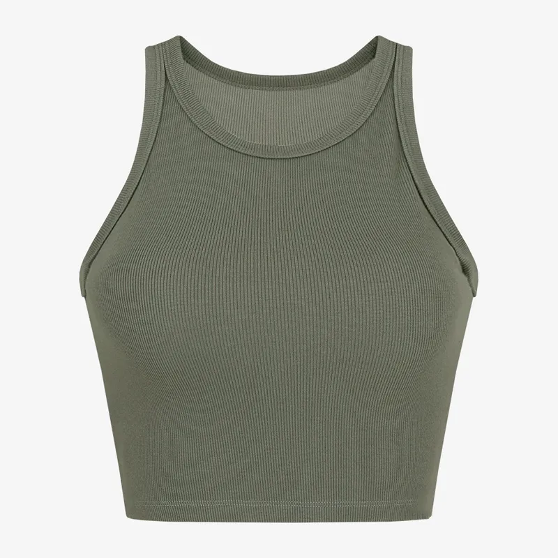 Spring And Summer New Exercise Small Vest Women With Chest Pad - Dark Green