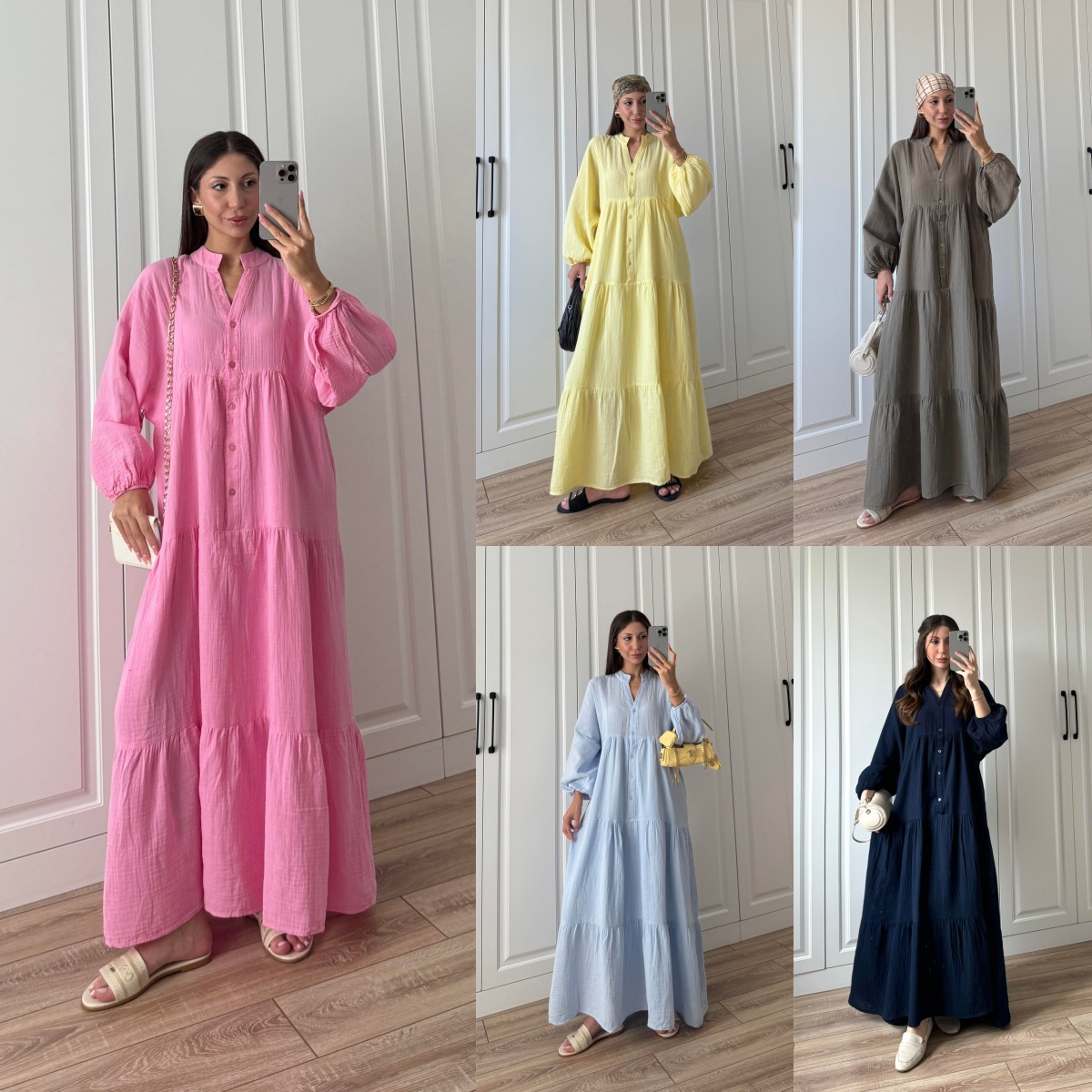 Womens Loose-fitting Solid-color Casual Dress