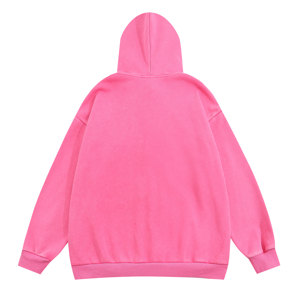 Letter Flocking Embroidery Hooded Cardigan Sweater