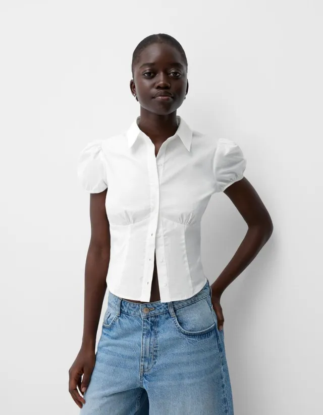 Women's Top Retro Simple Slim Shirt Temperament Commute White - Shop at LoveMi