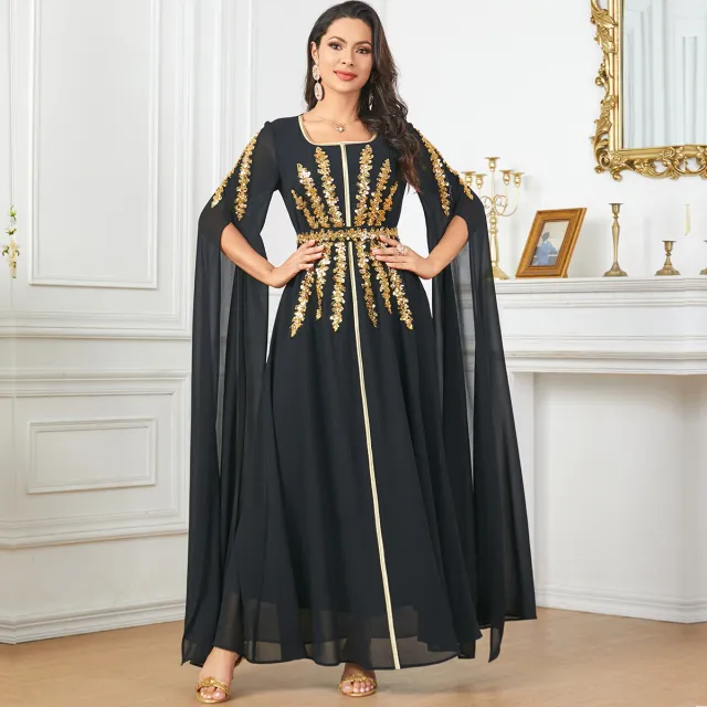 Arab Women's Robe Super Long Sleeve Muslim Dress Black - Shop at LoveMi
