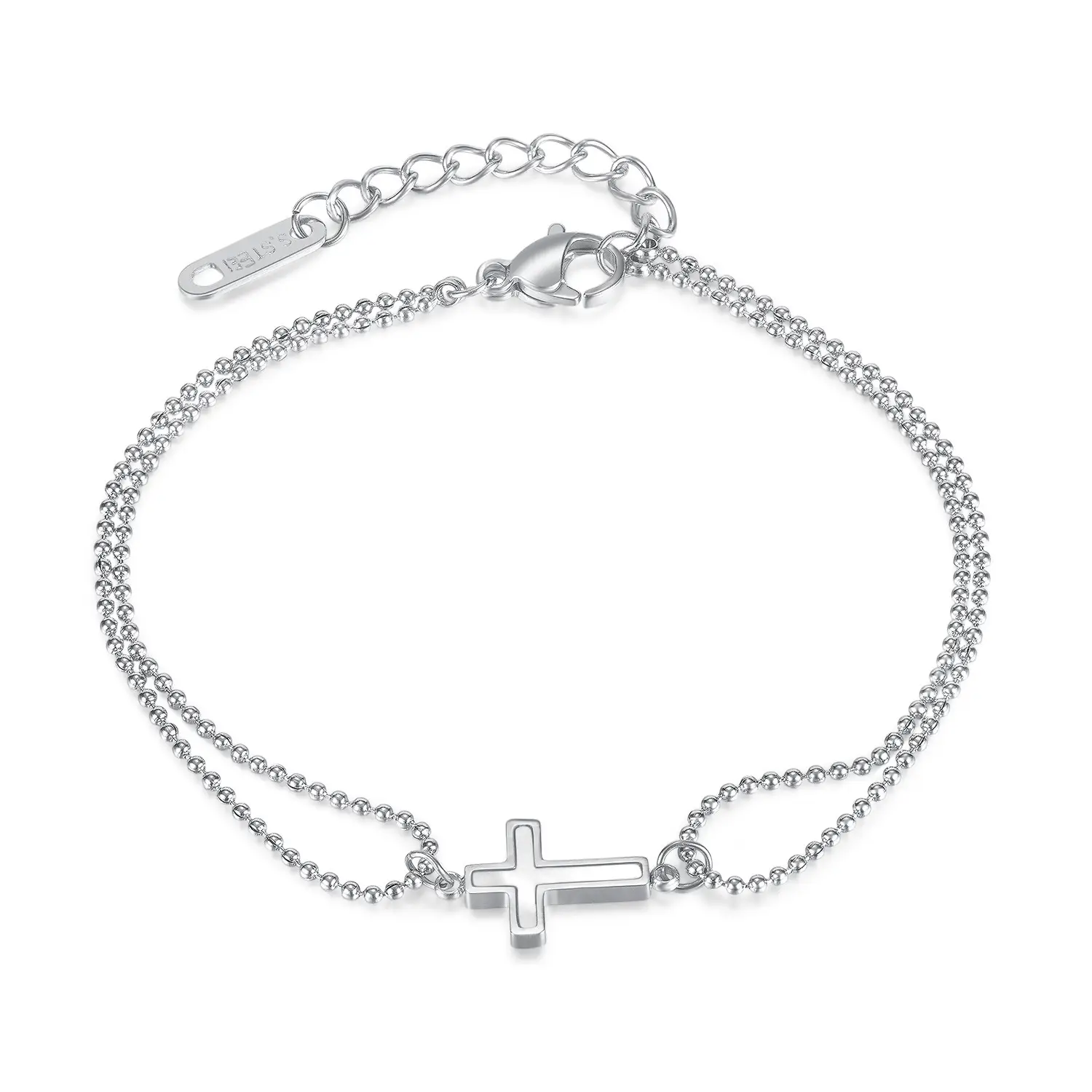 Double-layer Beads Chain Titanium Steel Bracelet