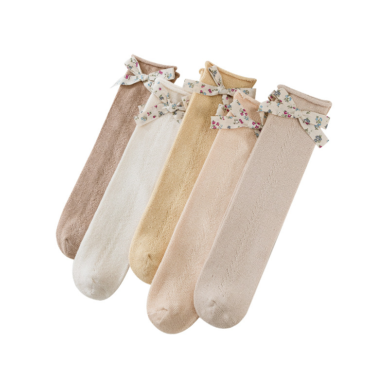 Children's Moving Circle Mesh Bow Long Tube Princess Socks - Image 4