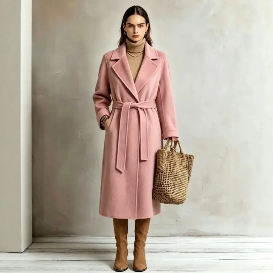 Womens Elegant Long Lapel Coat