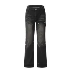 Washed High Street Vintage Jeans Men's Skinny Jeans - Black - View 1