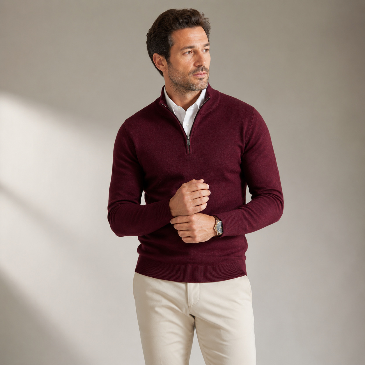 Men's Stand-Neck Knitted Casual Set