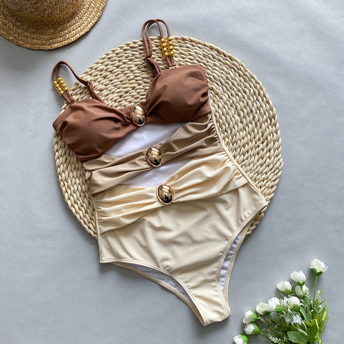 C3501B Brown Swimsuit