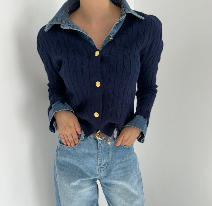 Title 9, Maglione a maniche lunghe con cuciture in denim...