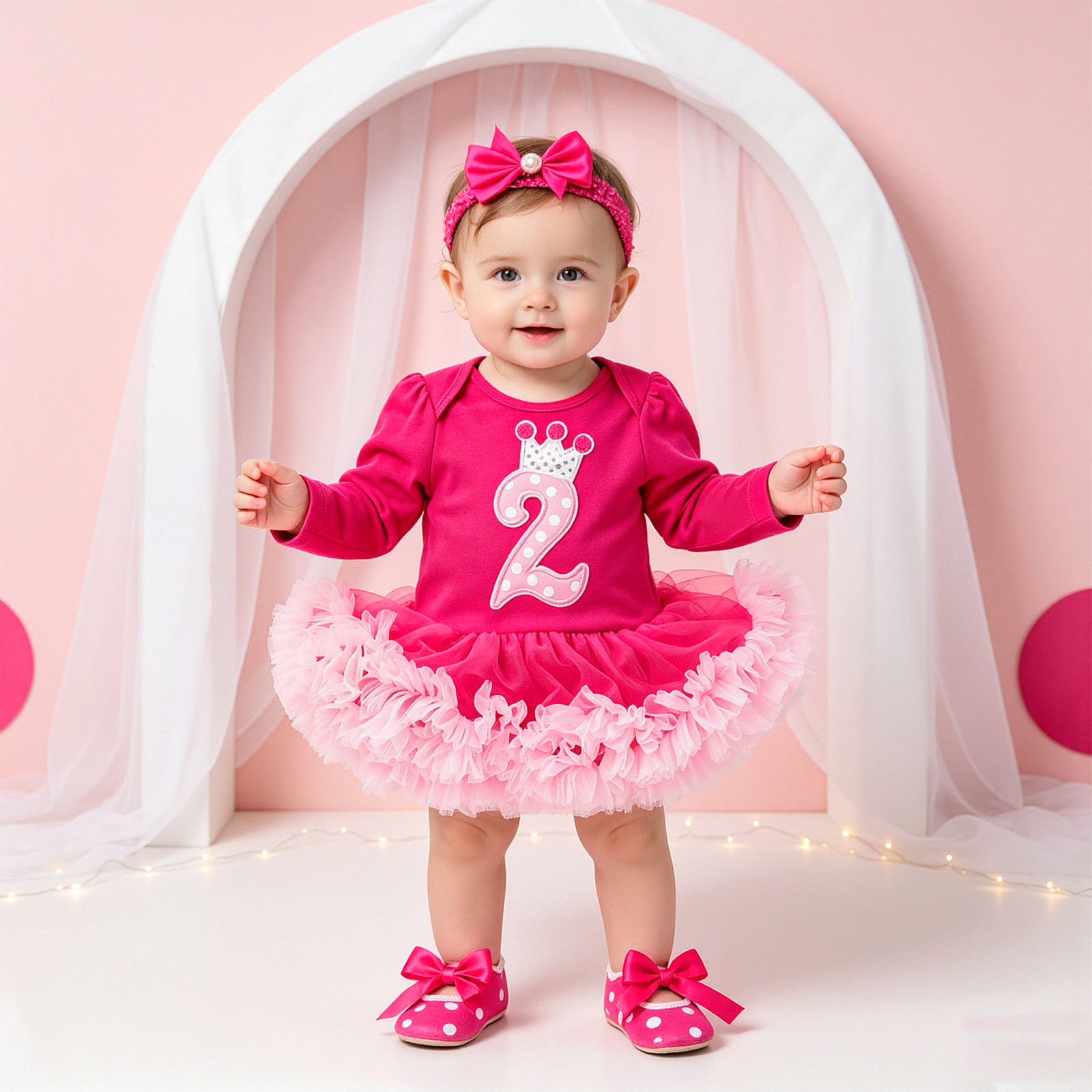 Crown-shaped Tutu Skirt With Mesh And Headband Plus Shoes